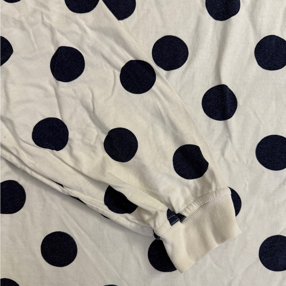 Vintage Bongo Shirt Women size Large Navy PolkaDot Cotton Casual Long Sleeve - Picture 16 of 16